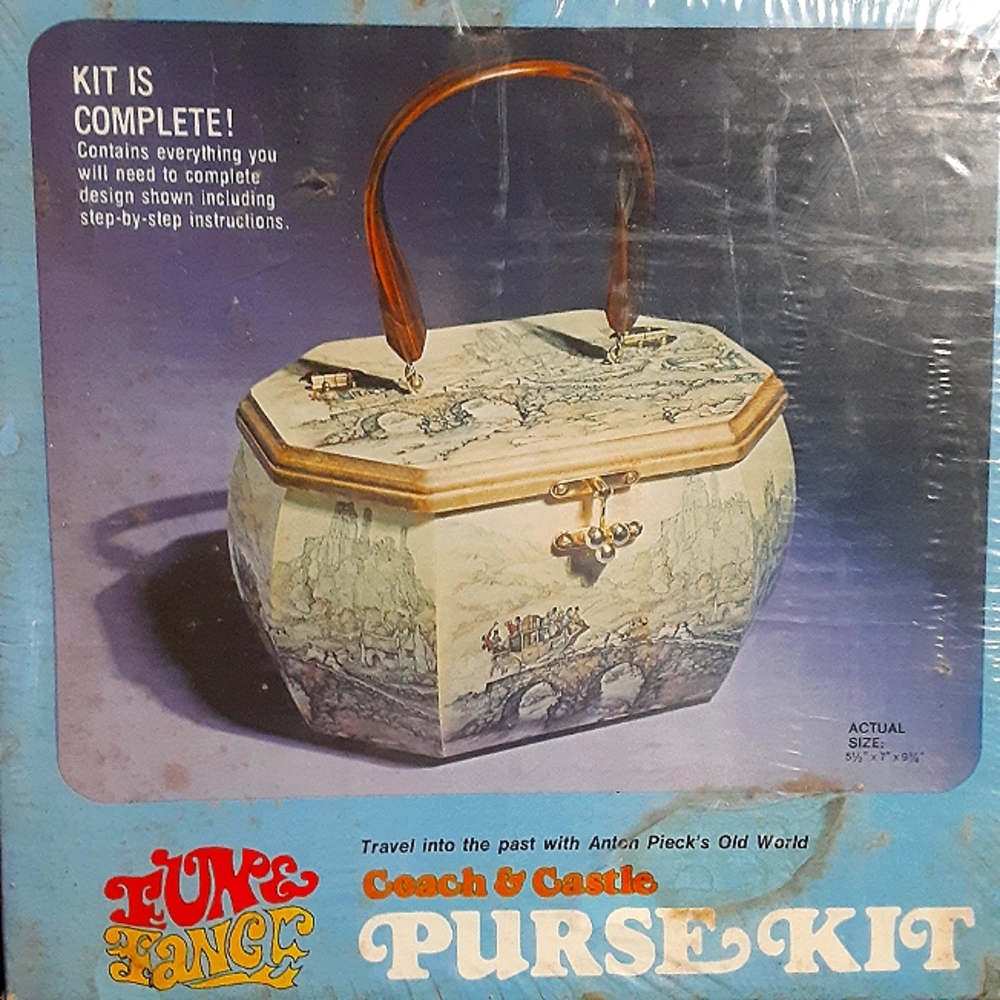 Never opened Fun & Fancy Coach and Castle Wood Purse Craft Kit 1970 Anton Pieck
